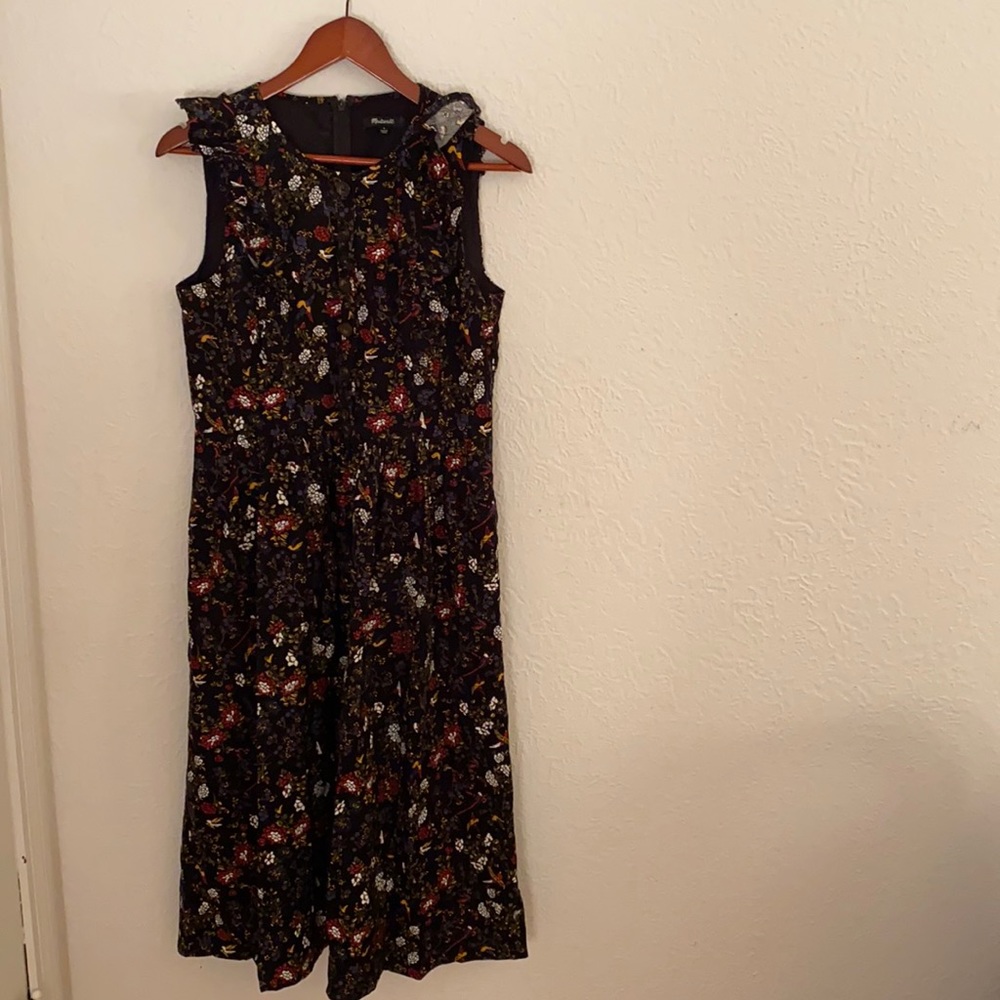 Madewell Corduroy ruffle dress finch floral size 6